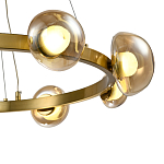 Люстра подвесная светодиодная с 9-ю круглыми плафонами коньячного цвета Iona Chandelier Brass  варинант исполнения - 3 | Loft Concept в Новосибирске