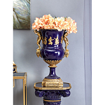 Ваза темно-синего цвета из фарфора с бронзовыми ручками в виде фигур Eden Garden porcelain and bronze варинант исполнения - 8 | Loft Concept в Новосибирске