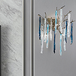 Бра с ветвистым каркасом из металла и подвесками из стекла Droplet Chandelier варинант исполнения - 1 | Loft Concept в Новосибирске