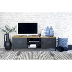 ТВ-тумба из металла и столешницей из массива дуба Metal Wood TV-Stand варинант исполнения - 5 | Loft Concept в Новосибирске