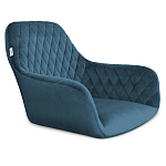 Барный стул со спинкой и подлокотниками на 4-х деревянных ножках Douglas Rhombus Синий Велюр варинант исполнения - 2 | Loft Concept в Новосибирске