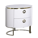 Тумбочка белая овальная с мраморной столешницей Thoroughbass варинант исполнения - 1 | Loft Concept в Новосибирске