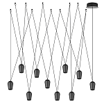 Подвесной светильник черными плафонами на длинных пересекающихся тросах Construction варинант исполнения - 7 | Loft Concept в Новосибирске