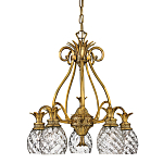 Люстра цвета латунь с 5-ю плафонами из рельефного стекла в форме ананаса Hinkley варинант исполнения - 1 | Loft Concept в Новосибирске