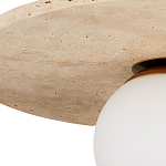 Потолочный светильник из травертина с плафоном из белого матового стекла Marble Glow варинант исполнения - 1 | Loft Concept в Новосибирске