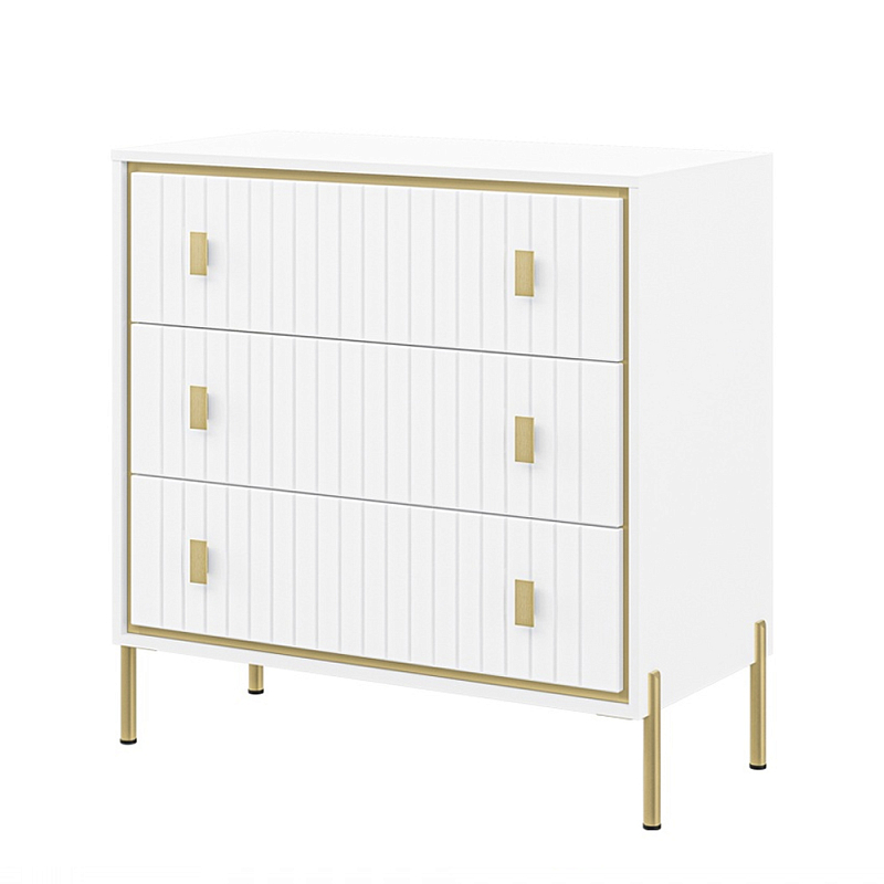 Комод белый глянцевый с тремя ящиками Antique Order Белый Золотой в Новосибирске | Loft Concept 
