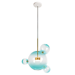 Подвесной светильник с прозрачными бирюзовыми стеклянными шарами и золотыми деталями Диаметр 43 Giopato & Coombes варинант исполнения - 1 | Loft Concept в Новосибирске