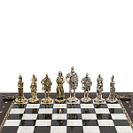 Шахматы в ларце из натуральных камней Долерит Малахит Мрамор Decorative Thematic Chess Русь варинант исполнения - 4 | Loft Concept в Новосибирске