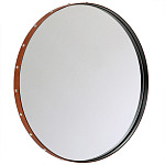 Зеркало овальное в металлической раме с кожаной отделкой Loft in Reflection варинант исполнения - 1 | Loft Concept в Новосибирске