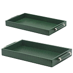 Комплект из двух прямоугольных подносов зеленого цвета Serpent варинант исполнения - 2 | Loft Concept в Новосибирске