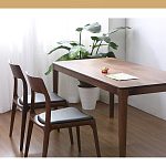 Стул деревянный с мягким сиденьем из черной натуральной кожи Moon Walnut Furniture варинант исполнения - 1 | Loft Concept в Новосибирске