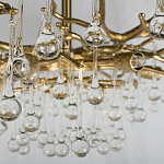 Потолочная люстра в виде ветвей деревьев золотого цвета с прозрачными подвесками-каплями Droplet Chandelier варинант исполнения - 5 | Loft Concept в Новосибирске