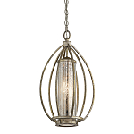 Подвесной светильник овальной формы с цилиндрическим плафоном в цвете сусальное серебро Kichler варинант исполнения - 1 | Loft Concept в Новосибирске