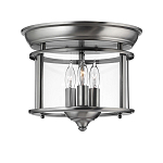 Потолочный светильник в форме фонаря с прозрачным цилиндрическим плафоном и тремя лампами в форме свечей Hinkley варинант исполнения - 1 | Loft Concept в Новосибирске