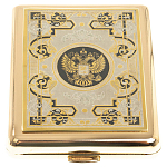Портсигар на 20 сигарет с гравюрой Герба РФ в подарочной коробке Metal Cigarettes Cases варинант исполнения - 1 | Loft Concept в Новосибирске