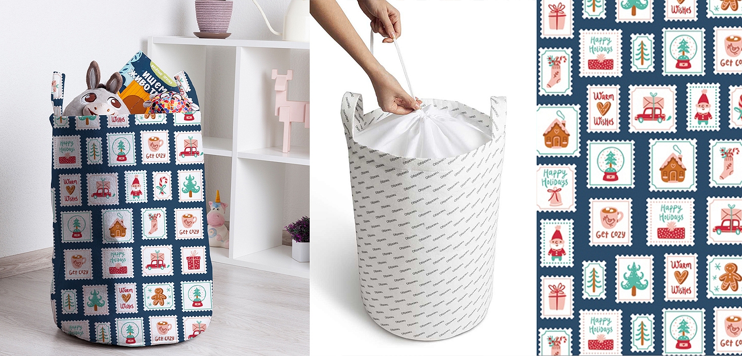 Корзина New Year Postage Stamps Basket Корзина New Year Postage Stamps Basket - Loft-Concept в Новосибирске