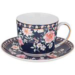 Чайный сервиз из фарфора синий на 6 персон 14 предметов Flower Porcelain Collection варинант исполнения - 2 | Loft Concept в Новосибирске