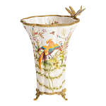 Ваза из фарфора с бронзовой стрекозой  Paradise Dragonfly варинант исполнения - 6 | Loft Concept в Новосибирске