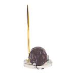 Часы настольные с шариковой металлической ручкой из натурального камня Stone Clock варинант исполнения - 3 | Loft Concept в Новосибирске