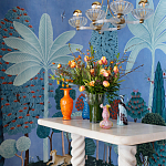 Обои ручная роспись Malwa Special Colourway on blue painted Xuan paper варинант исполнения - 1 | Loft Concept в Новосибирске