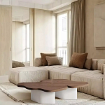 Дизайнерский журнальный стол с фигурной столешницей на белом основании Holarisex варинант исполнения - 1 | Loft Concept в Новосибирске