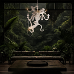 Люстра с тремя фигурами обезьян с лампочками в руках белого цвета Hanging Monkey варинант исполнения - 10 | Loft Concept в Новосибирске