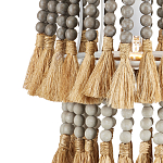 Подвесной светильник двухъярусный с декором из круглых деревянных бусин с кисточками Gray Brown Wooden Beads Chandelier варинант исполнения - 1 | Loft Concept в Новосибирске