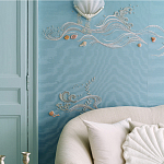 Обои с вышивкой ручной работы Amami Waves Moonbeam colourway on silk moire варинант исполнения - 2 | Loft Concept в Новосибирске