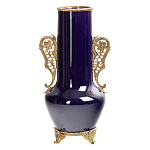 Ваза темно-синяя фарфоровая с бронзовыми ручками и ножками Eden Garden варинант исполнения - 1 | Loft Concept в Новосибирске