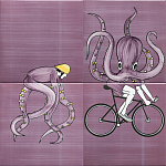 Плитка с узором Осьминог велосипедист варинант исполнения - 2 | Loft Concept в Новосибирске