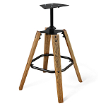 Барный стул со спинкой и металлической подставкой на 4-х деревянных ножках Синий Велюр Vendramin Chair варинант исполнения - 4 | Loft Concept в Новосибирске