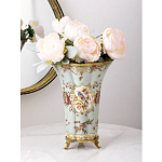 Ваза голубого цвета из фарфора с цветочным рисунком и бронзовой стрекозой Blue Garden варинант исполнения - 4 | Loft Concept в Новосибирске