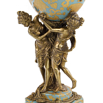 Ваза голубого цвета из фарфора с золотым растительным орнаментом и бронзовыми фигурками женщин Eden Garden porcelain and bronze варинант исполнения - 1 | Loft Concept в Новосибирске