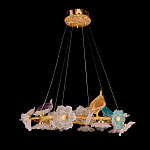 Люстра круглая на золотом каркасе с птичками и цветочным декором Miscellaneous herbs варинант исполнения - 2 | Loft Concept в Новосибирске