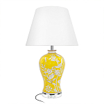 Настольная лампа желтая с изображением белых птиц Flight Among Acacia варинант исполнения - 1 | Loft Concept в Новосибирске