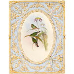 Декоративный постер с изображением птиц в раме с рельефным растительным узором Blooming Birds Poster варинант исполнения - 12 | Loft Concept в Новосибирске