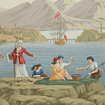 Обои ручная роспись Views of Italy Olive варинант исполнения - 2 | Loft Concept в Новосибирске