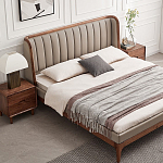 Кровать двуспальная с мягким изголовьем Moon Walnut Bed варинант исполнения - 1 | Loft Concept в Новосибирске
