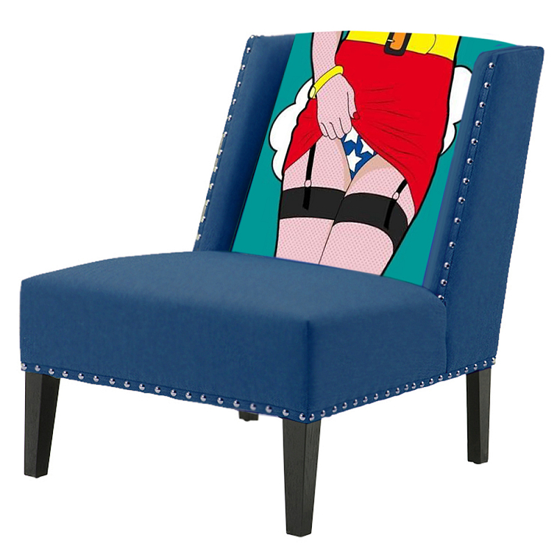 FUN Armchair "Super woman" Blue Дизайнерское кресло с цветным принтом Бирюзовый в Новосибирске | Loft Concept 