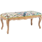 Банкетка из массива бука с цветочным принтом Beige Chinoiserie Garden Banquette варинант исполнения - 1 | Loft Concept в Новосибирске