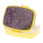 Таблетница карманная прямоугольная с 2-мя отделениями с зеркалом и накладкой из натурального камня Флюорит Gold Stone Pillboxes варинант исполнения - 2 | Loft Concept в Новосибирске