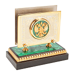 Настольный письменный набор из малахита и долерита с декором в виде герба России Leader Organizer варинант исполнения - 6 | Loft Concept в Новосибирске