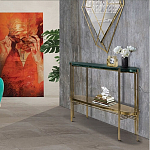 Консоль овальной формы золотая с полкой для хранения Craig варинант исполнения - 4 | Loft Concept в Новосибирске