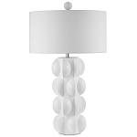 Настольная лампа белая с тканевым абажуром в форме цилиндра Morphing варинант исполнения - 4 | Loft Concept в Новосибирске