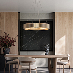 Люстра круглая из толстых деревянных реек Natural Style варинант исполнения - 4 | Loft Concept в Новосибирске