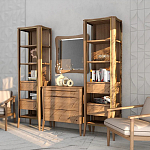 Витрина левая из массива дуба с 5-ю полками и 2-мя ящиками Tasteful Furniture варинант исполнения - 3 | Loft Concept в Новосибирске