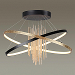 Люстра подвесная с 2-мя пересекающимися круглыми подвесами в черном и золотистом цвете и вертикальными подвесками Ring Horizontal варинант исполнения - 2 | Loft Concept в Новосибирске