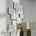 Золотое зеркальное панно из зеркальных квадратов Overlapping варинант исполнения - 2 | Loft Concept в Новосибирске