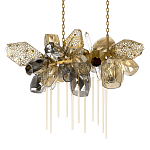 Люстра подвесная с 22-мя гранёными стеклянными плафонами с вертикальными подвесками Gilded Mirage  варинант исполнения - 7 | Loft Concept в Новосибирске