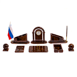 Настольный письменный набор с часами из природного камня обсидиана  Contract Extended варинант исполнения - 1 | Loft Concept в Новосибирске